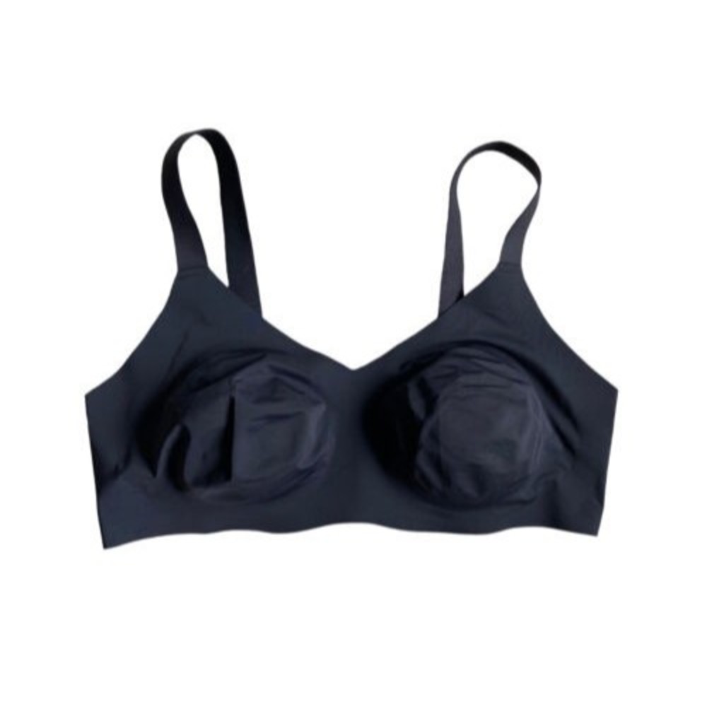 Knix Women's Padded V-Neck Evolution Bra Wide Strap Size 8 Black Wireless NEW